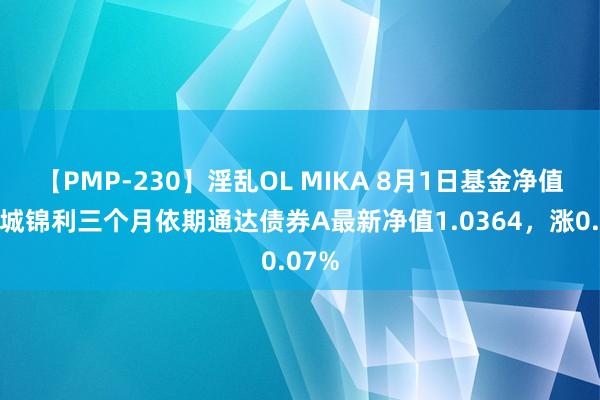 【PMP-230】淫乱OL MIKA 8月1日基金净值：长城锦利三个月依期通达债券A最新净值1.0364，涨0.07%