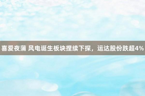 喜爱夜蒲 风电诞生板块捏续下探，运达股份跌超4%