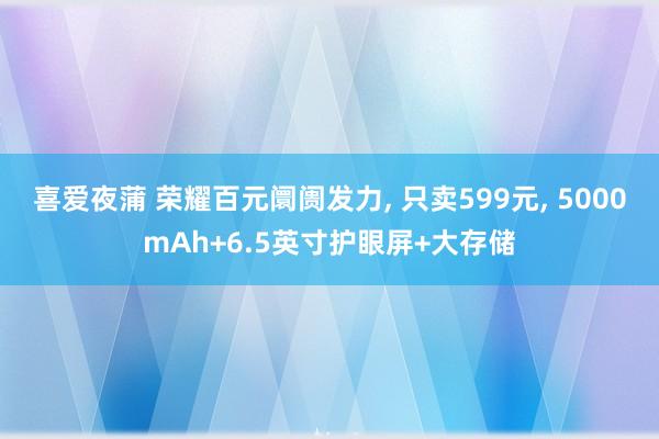 喜爱夜蒲 荣耀百元阛阓发力， 只卖599元， 5000mAh+6.5英寸护眼屏+大存储