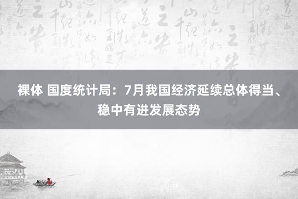 裸体 国度统计局：7月我国经济延续总体得当、稳中有进发展态势