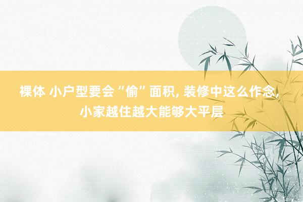 裸体 小户型要会“偷”面积， 装修中这么作念， 小家越住越大能够大平层