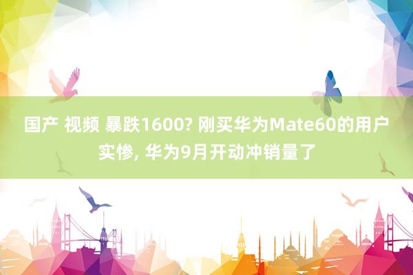 国产 视频 暴跌1600? 刚买华为Mate60的用户实惨， 华为9月开动冲销量了