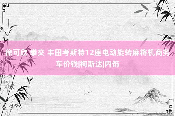 徐可欣 拳交 丰田考斯特12座电动旋转麻将机商务车价钱|柯斯达|内饰