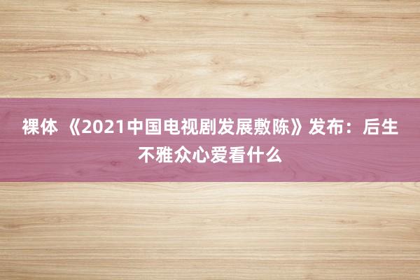 裸体 《2021中国电视剧发展敷陈》发布：后生不雅众心爱看什么