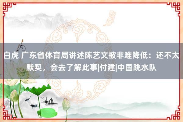 白虎 广东省体育局讲述陈艺文被非难降低：还不太默契，会去了解此事|付建|中国跳水队