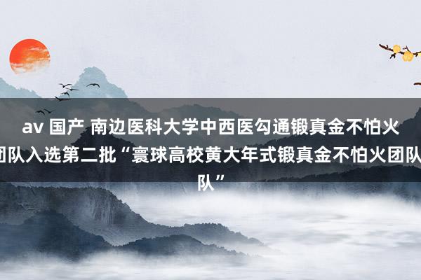 av 国产 南边医科大学中西医勾通锻真金不怕火团队入选第二批“寰球高校黄大年式锻真金不怕火团队”