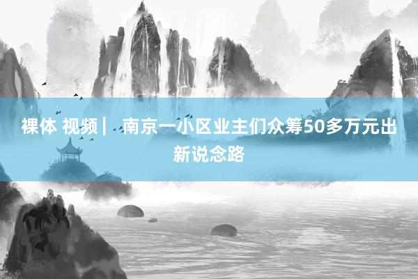 裸体 视频 ▏南京一小区业主们众筹50多万元出新说念路